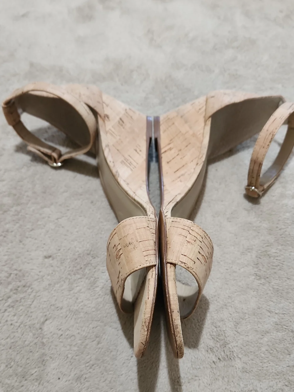 Like New Ann Taylor Cork Ankle-Strap Wedge Sandals - Natural